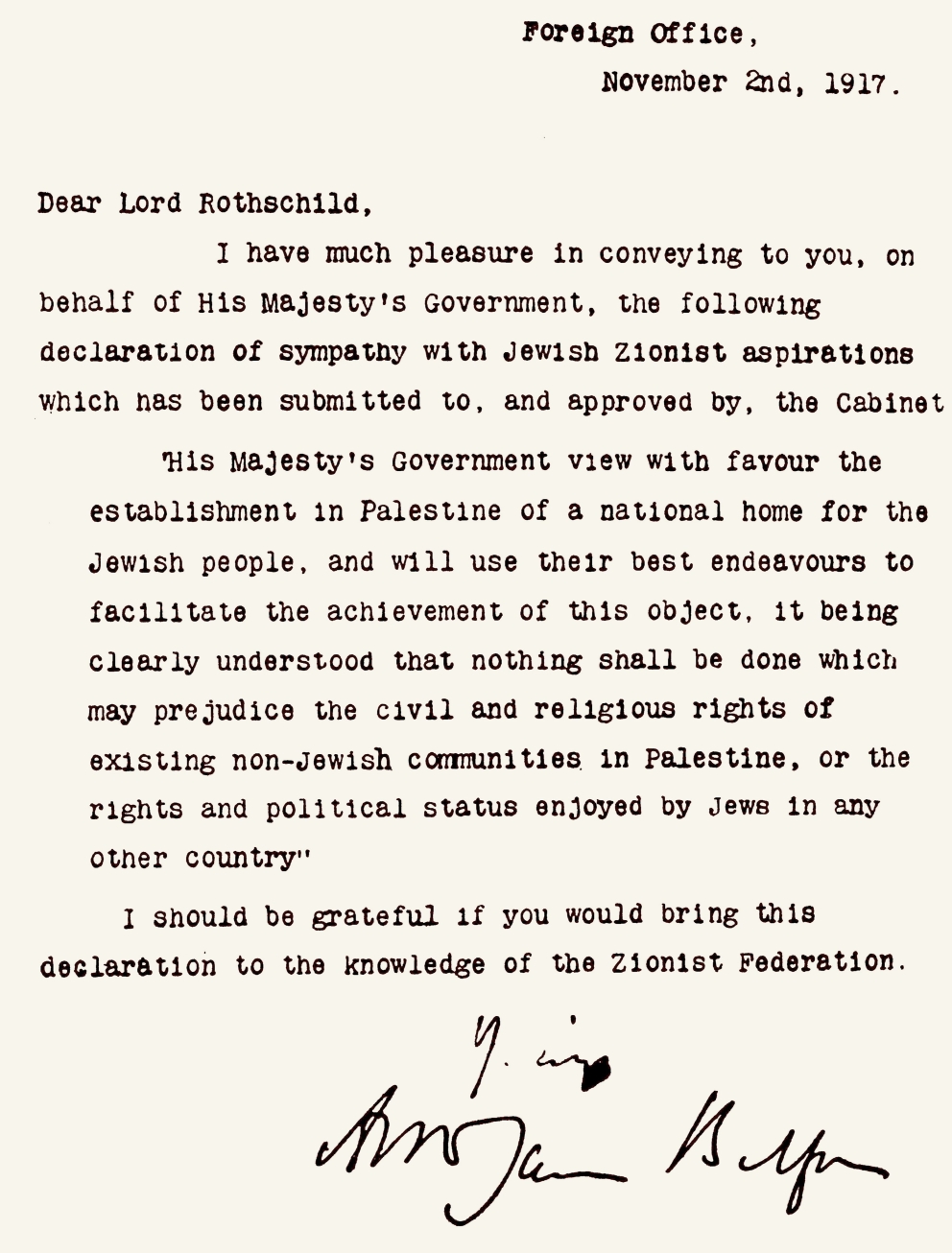 Balfour declaration unmarked