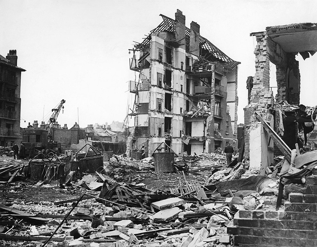 Damage Caused by V 2 Rocket Attacks in Britain London Whitechapel