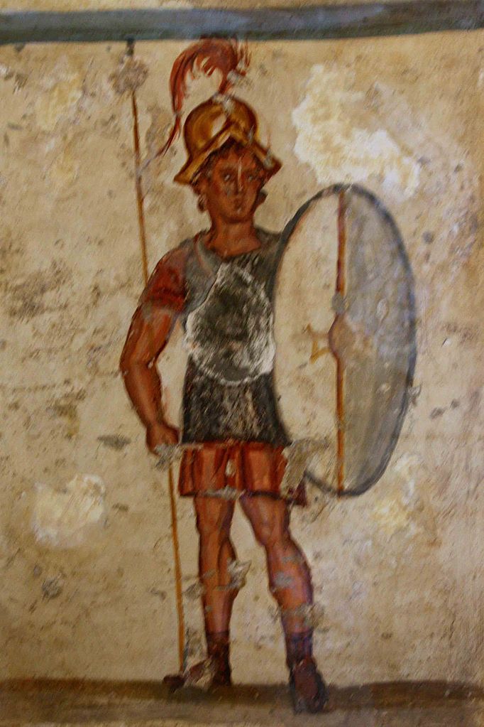 Fresco of a Hellenistic heavy infantry soldier thorakitai 3rd Century BC Archeological Museum in Istanbul DeFly94