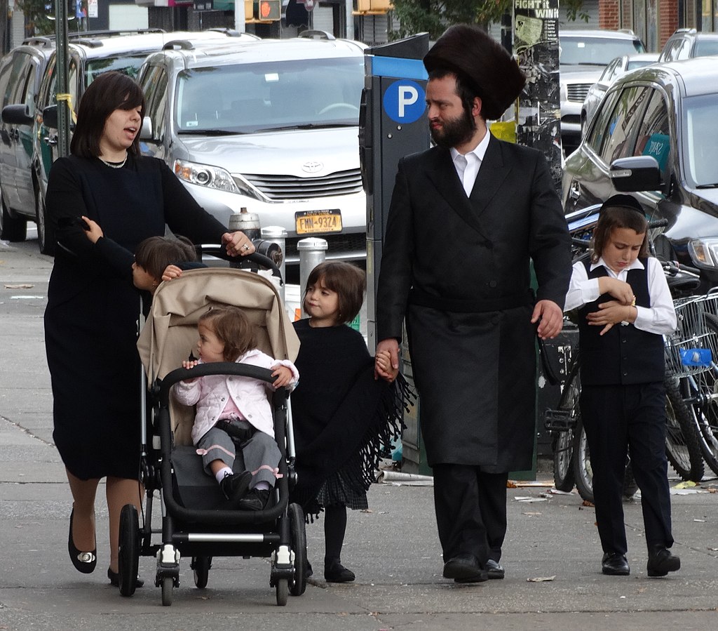 Hasidic Family in Street Borough Park Hasidic District Brooklyn Adam Jones