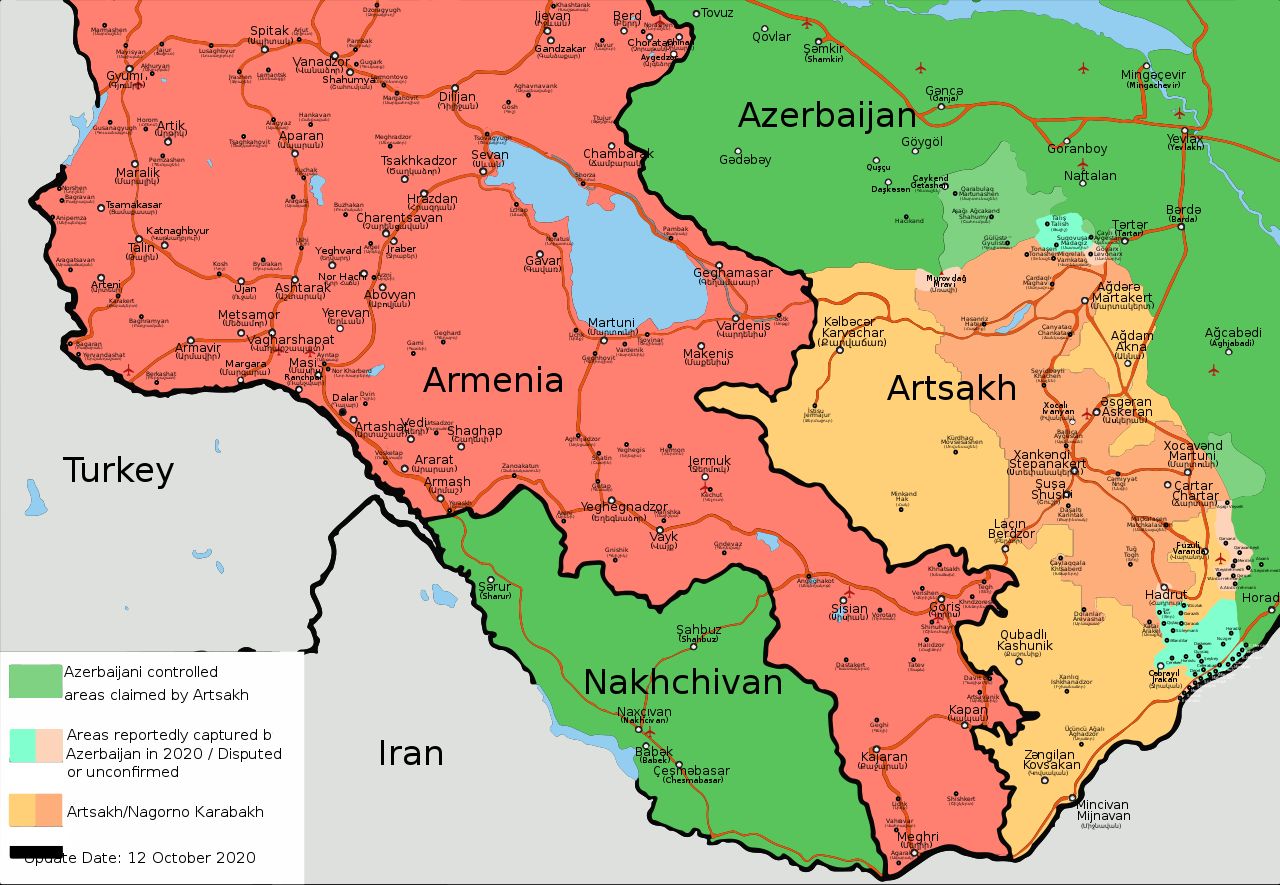 Nagorno Karabach War Map 2020