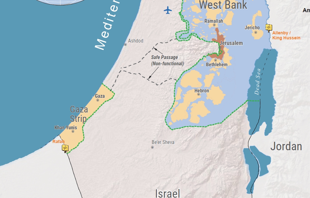 ישראל, הגדה המערבית, רצועת עזה, ירדן   מקור: משרד האו"ם לתיאום עניינים הומניטריים