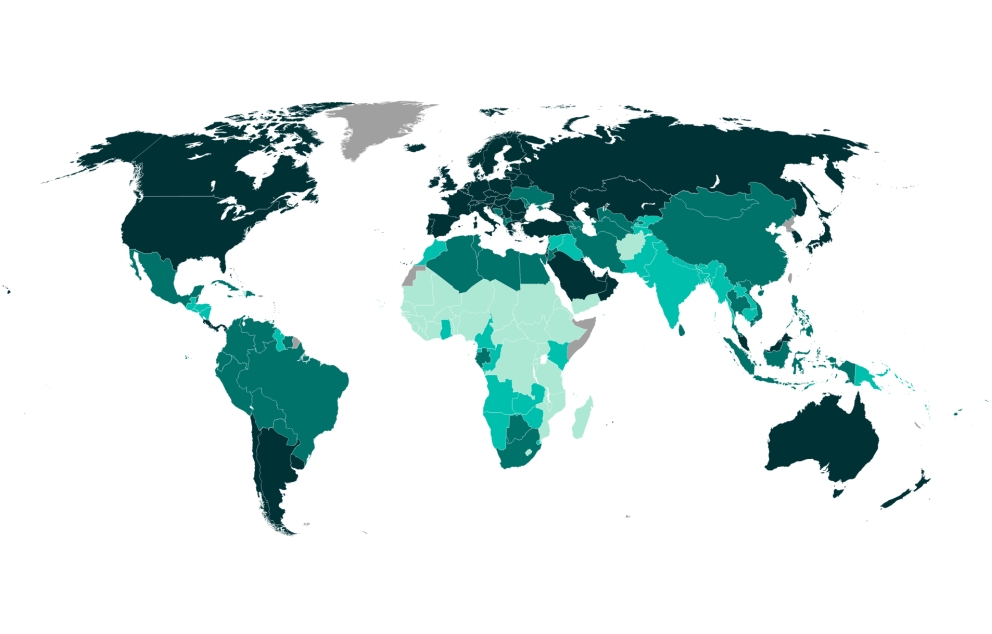 ביצועי המדינות השונות במדד הפיתוח האנושי מוצגות על גבי מפת העולם   מקור: ויקיפדיה (אליס האנטר)